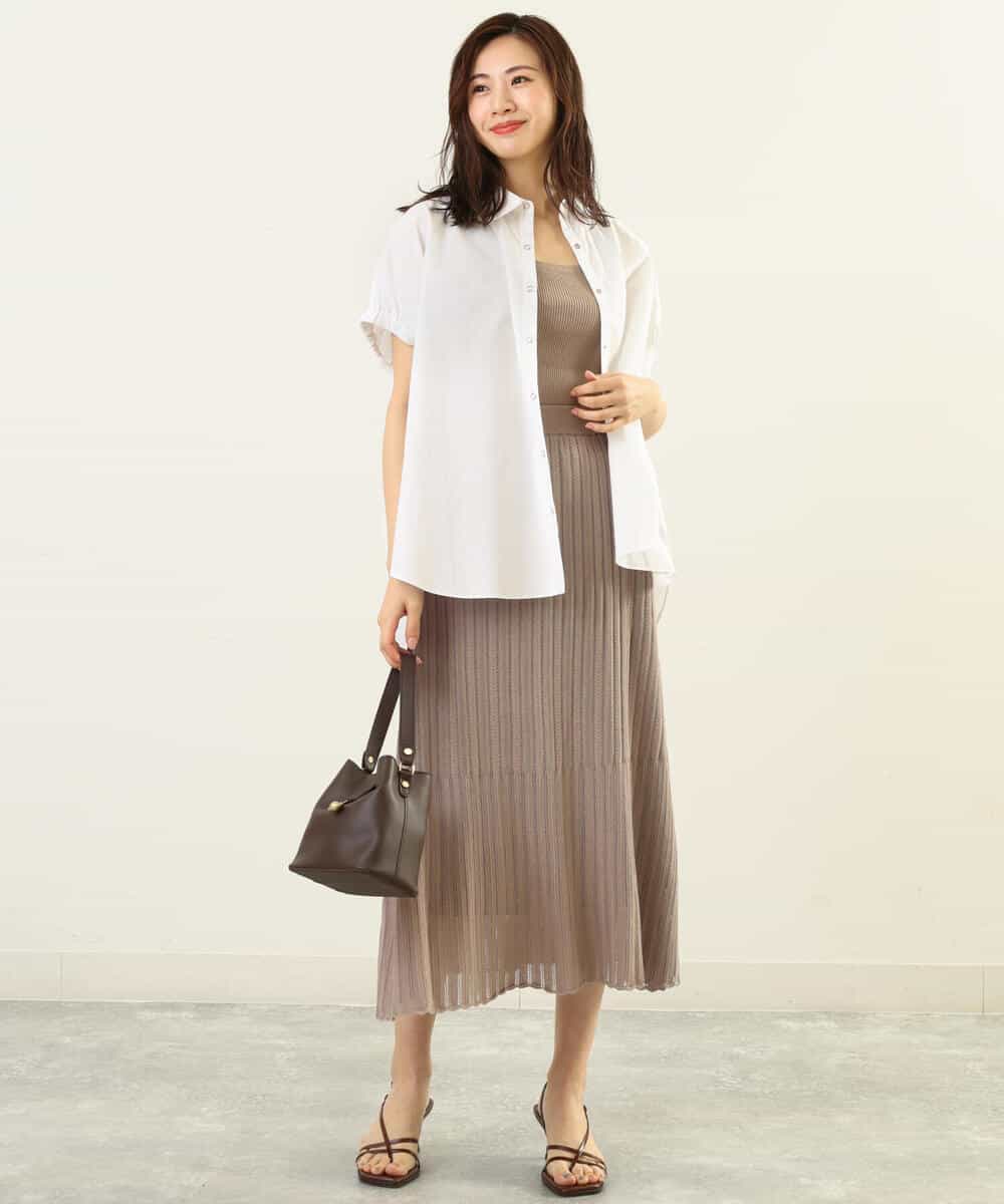FKHGP05130 MK MICHEL KLEIN(MK ミッシェルクラン) レース柄ニットフレアスカート/洗える ベージュ