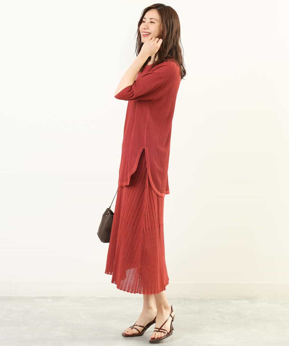 FKHGP05130 MK MICHEL KLEIN(MK ミッシェルクラン) レース柄ニットフレアスカート/洗える ベージュ