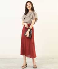 FKHGP05130 MK MICHEL KLEIN(MK ミッシェルクラン) レース柄ニットフレアスカート/洗える ベージュ