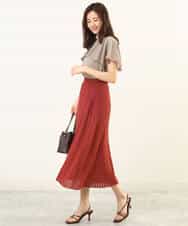 FKHGP05130 MK MICHEL KLEIN(MK ミッシェルクラン) レース柄ニットフレアスカート/洗える ベージュ
