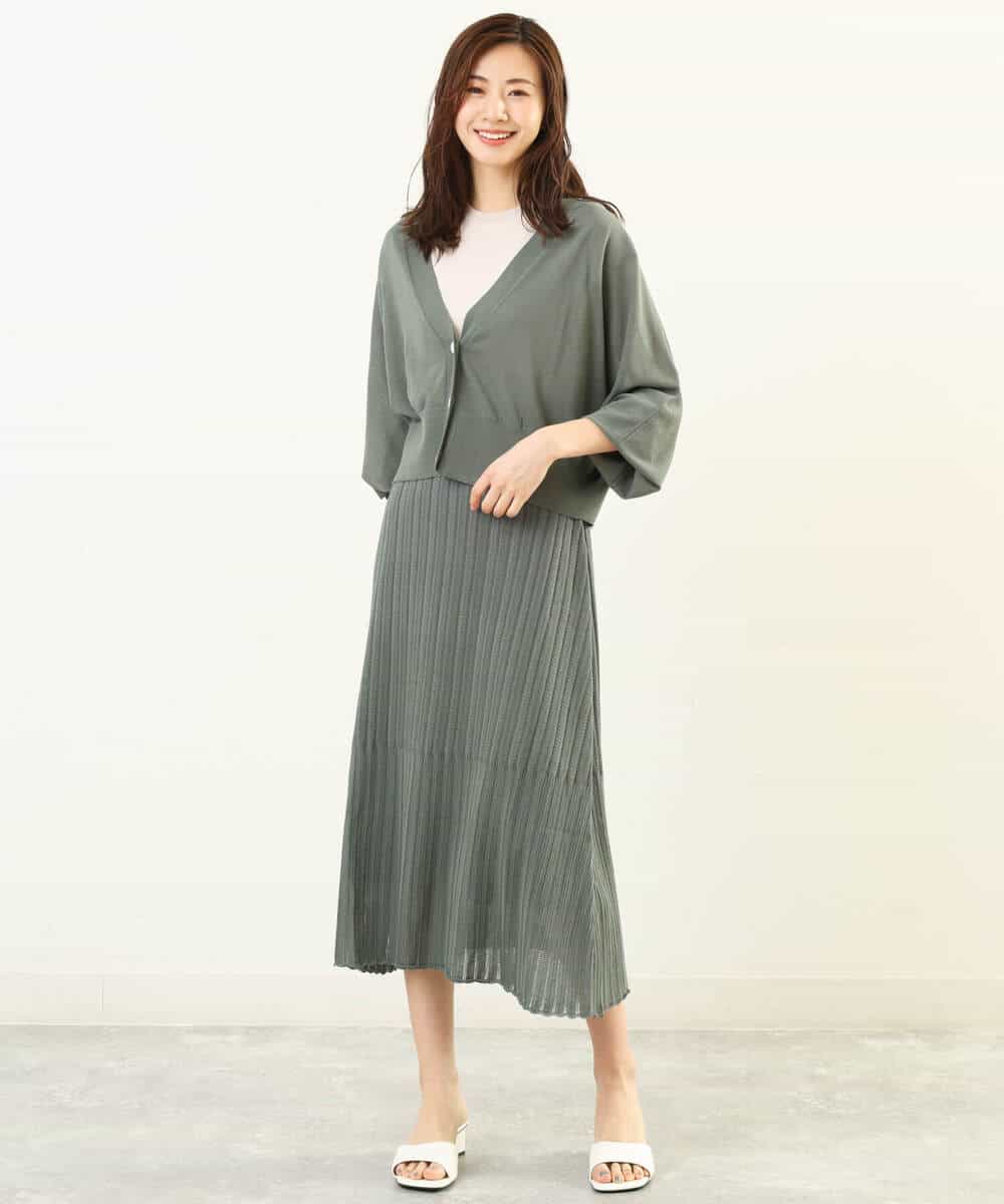 FKHGP05130 MK MICHEL KLEIN(MK ミッシェルクラン) レース柄ニットフレアスカート/洗える ベージュ