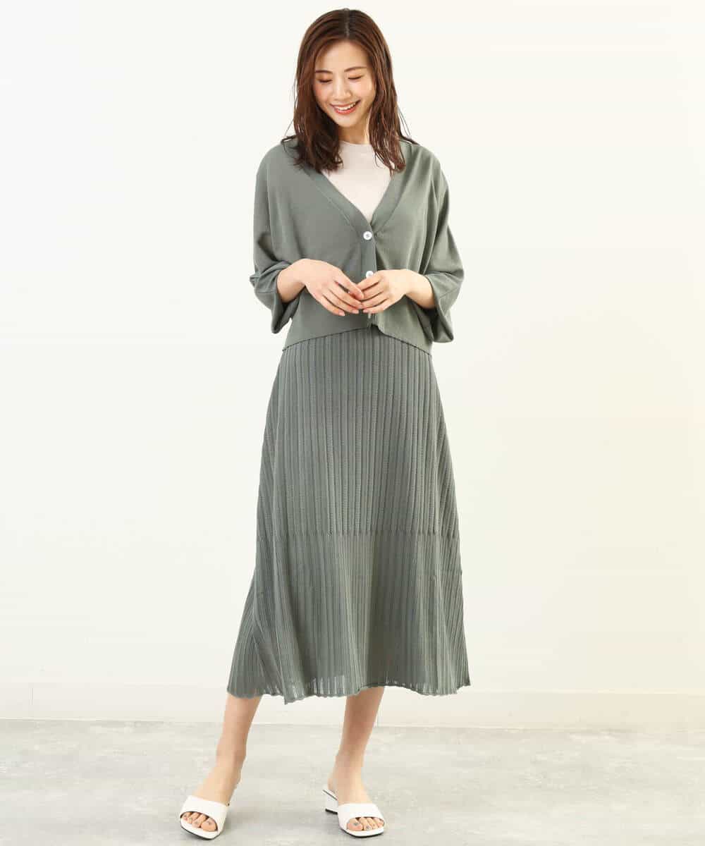FKHGP05130 MK MICHEL KLEIN(MK ミッシェルクラン) レース柄ニットフレアスカート/洗える ベージュ