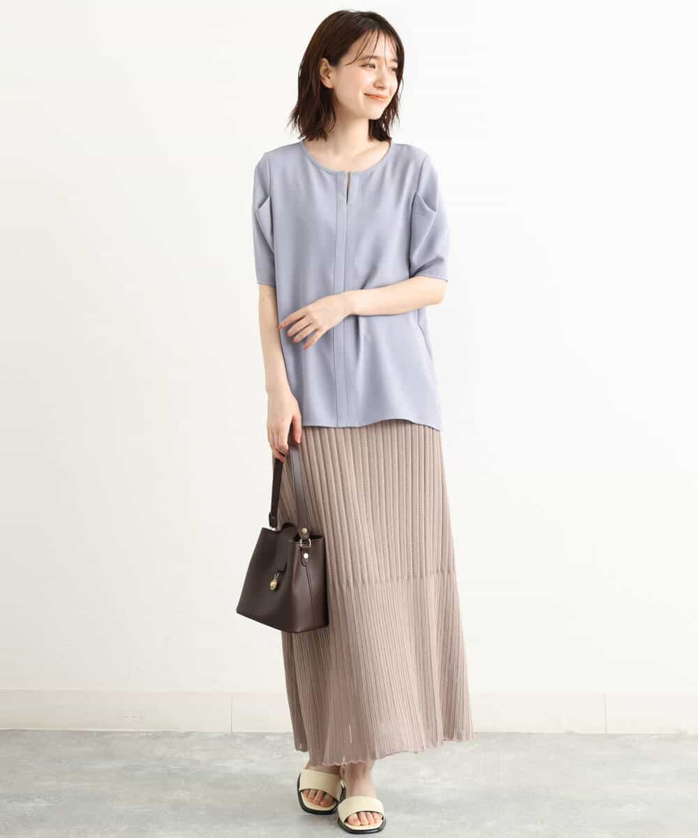 FKHGP05130 MK MICHEL KLEIN(MK ミッシェルクラン) レース柄ニットフレアスカート/洗える ベージュ