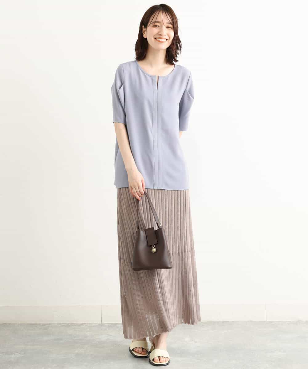 FKHGP05130 MK MICHEL KLEIN(MK ミッシェルクラン) レース柄ニットフレアスカート/洗える ベージュ