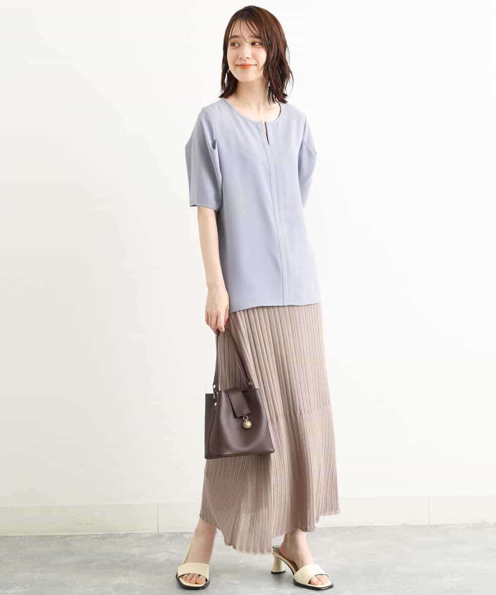 FKHGP05130 MK MICHEL KLEIN(MK ミッシェルクラン) レース柄ニットフレアスカート/洗える ベージュ
