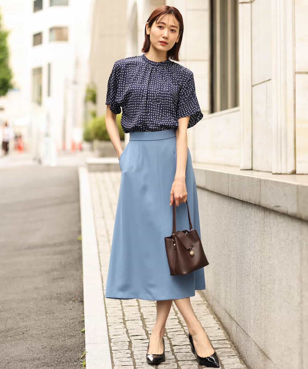 FKHGP69150 MK MICHEL KLEIN(MK ミッシェルクラン) 台形シルエットスカート/洗える ライトブルー