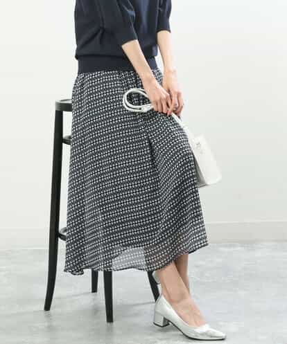 FKHGS04140 MK MICHEL KLEIN 幾何柄シフォンスカート/洗える