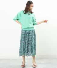 FKHGS06140 MK MICHEL KLEIN(MK ミッシェルクラン) 小花柄シフォンスカート/洗える グリーン