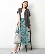 FKHGS06140 MK MICHEL KLEIN(MK ミッシェルクラン) 小花柄シフォンスカート/洗える グリーン
