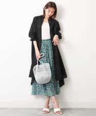 FKHGS06140 MK MICHEL KLEIN(MK ミッシェルクラン) 小花柄シフォンスカート/洗える グリーン
