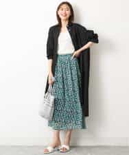 FKHGS06140 MK MICHEL KLEIN(MK ミッシェルクラン) 小花柄シフォンスカート/洗える グリーン
