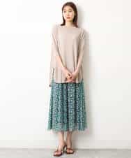 FKHGS06140 MK MICHEL KLEIN(MK ミッシェルクラン) 小花柄シフォンスカート/洗える グリーン