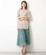 FKHGS06140 MK MICHEL KLEIN(MK ミッシェルクラン) 小花柄シフォンスカート/洗える グリーン