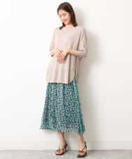 FKHGS06140 MK MICHEL KLEIN(MK ミッシェルクラン) 小花柄シフォンスカート/洗える グリーン