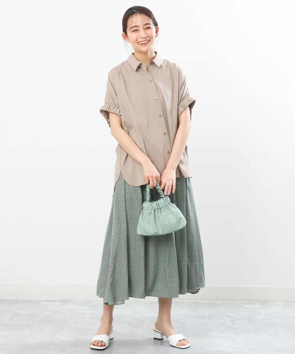 FKHGS07140 MK MICHEL KLEIN(MK ミッシェルクラン) 幾何柄スカート/洗える ピンクベージュ