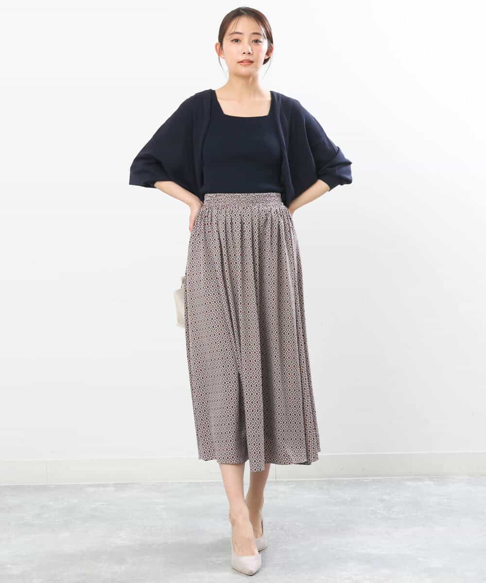 FKHGS07140 MK MICHEL KLEIN(MK ミッシェルクラン) 幾何柄スカート/洗える ピンクベージュ