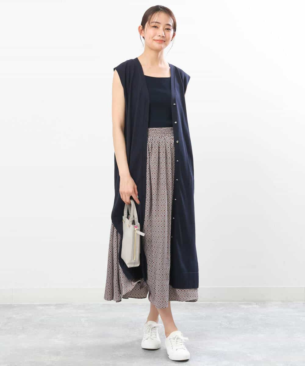 FKHGS07140 MK MICHEL KLEIN(MK ミッシェルクラン) 幾何柄スカート/洗える ピンクベージュ