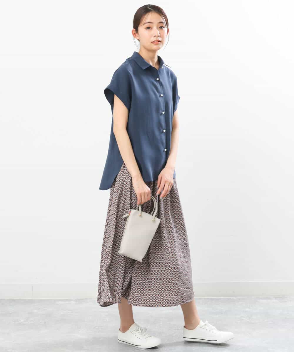 FKHGS07140 MK MICHEL KLEIN(MK ミッシェルクラン) 幾何柄スカート/洗える ピンクベージュ