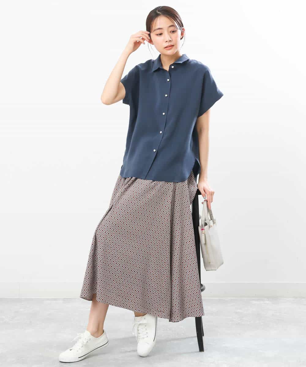 FKHGS07140 MK MICHEL KLEIN(MK ミッシェルクラン) 幾何柄スカート/洗える ピンクベージュ