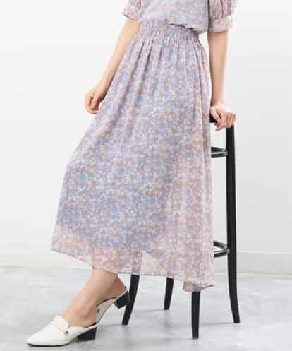 FKHGS08140 MK MICHEL KLEIN 花柄シフォンスカート/洗える