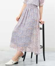 FKHGS08140 MK MICHEL KLEIN(MK ミッシェルクラン) 花柄シフォンスカート/洗える ライトブルー