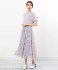FKHGS08140 MK MICHEL KLEIN(MK ミッシェルクラン) 花柄シフォンスカート/洗える ネイビー