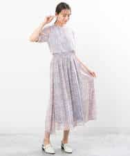 FKHGS08140 MK MICHEL KLEIN(MK ミッシェルクラン) 花柄シフォンスカート/洗える ネイビー