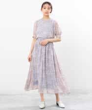 FKHGS08140 MK MICHEL KLEIN(MK ミッシェルクラン) 花柄シフォンスカート/洗える ネイビー