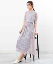 FKHGS08140 MK MICHEL KLEIN(MK ミッシェルクラン) 花柄シフォンスカート/洗える ネイビー