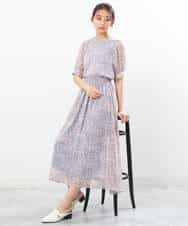 FKHGS08140 MK MICHEL KLEIN(MK ミッシェルクラン) 花柄シフォンスカート/洗える ネイビー
