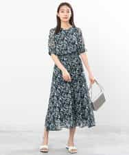 FKHGS08140 MK MICHEL KLEIN(MK ミッシェルクラン) 花柄シフォンスカート/洗える ネイビー