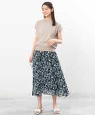 FKHGS08140 MK MICHEL KLEIN(MK ミッシェルクラン) 花柄シフォンスカート/洗える ネイビー