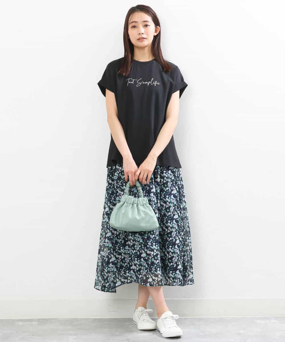 FKHGS08140 MK MICHEL KLEIN(MK ミッシェルクラン) 花柄シフォンスカート/洗える ネイビー