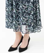 FKHGS08140 MK MICHEL KLEIN(MK ミッシェルクラン) 花柄シフォンスカート/洗える ネイビー