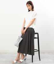 FKHGS09120 MK MICHEL KLEIN(MK ミッシェルクラン) ティアード切り替えデザインスカート/洗える ブルー