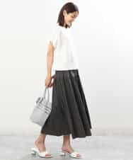 FKHGS09120 MK MICHEL KLEIN(MK ミッシェルクラン) ティアード切り替えデザインスカート/洗える ブルー