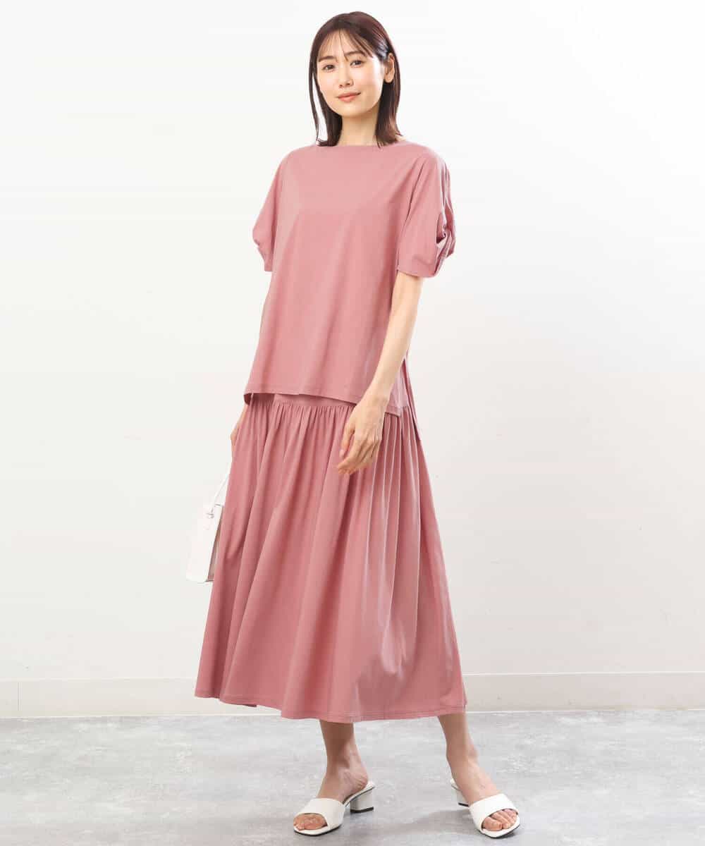 FKHGS09120 MK MICHEL KLEIN(MK ミッシェルクラン) ティアード切り替えデザインスカート/洗える ブルー
