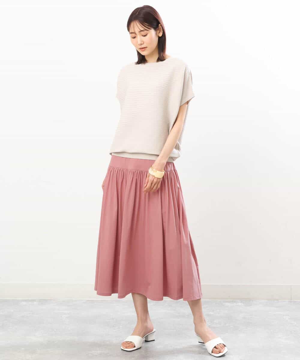 FKHGS09120 MK MICHEL KLEIN(MK ミッシェルクラン) ティアード切り替えデザインスカート/洗える ブルー