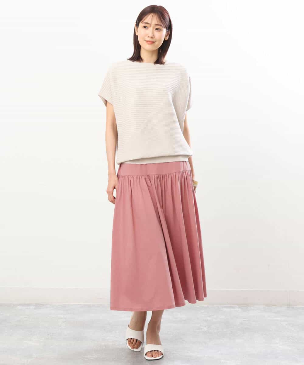 FKHGS09120 MK MICHEL KLEIN(MK ミッシェルクラン) ティアード切り替えデザインスカート/洗える ブルー