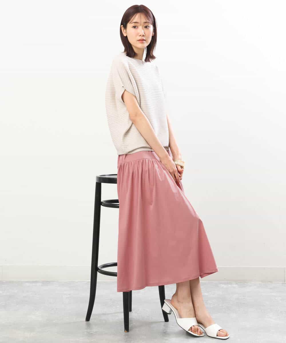FKHGS09120 MK MICHEL KLEIN(MK ミッシェルクラン) ティアード切り替えデザインスカート/洗える ブルー