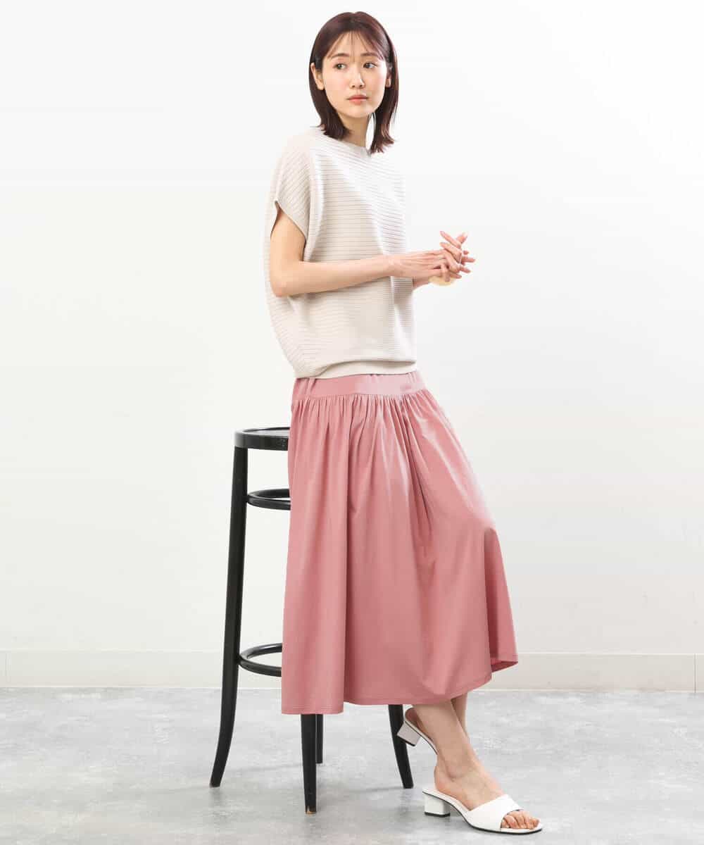 FKHGS09120 MK MICHEL KLEIN(MK ミッシェルクラン) ティアード切り替えデザインスカート/洗える ブルー