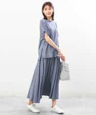 FKHGS09120 MK MICHEL KLEIN(MK ミッシェルクラン) ティアード切り替えデザインスカート/洗える ブルー