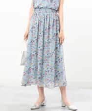 FKHGS09140 MK MICHEL KLEIN(MK ミッシェルクラン) 花柄シフォンスカート/洗える ライトブルー