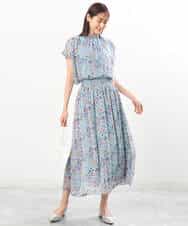 FKHGS09140 MK MICHEL KLEIN(MK ミッシェルクラン) 花柄シフォンスカート/洗える ブラック
