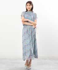 FKHGS09140 MK MICHEL KLEIN(MK ミッシェルクラン) 花柄シフォンスカート/洗える ブラック