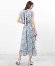 FKHGS09140 MK MICHEL KLEIN(MK ミッシェルクラン) 花柄シフォンスカート/洗える ブラック