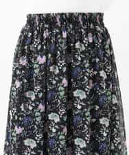 FKHGS09140 MK MICHEL KLEIN(MK ミッシェルクラン) 花柄シフォンスカート/洗える ブラック