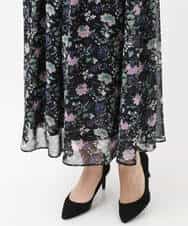 FKHGS09140 MK MICHEL KLEIN(MK ミッシェルクラン) 花柄シフォンスカート/洗える ブラック