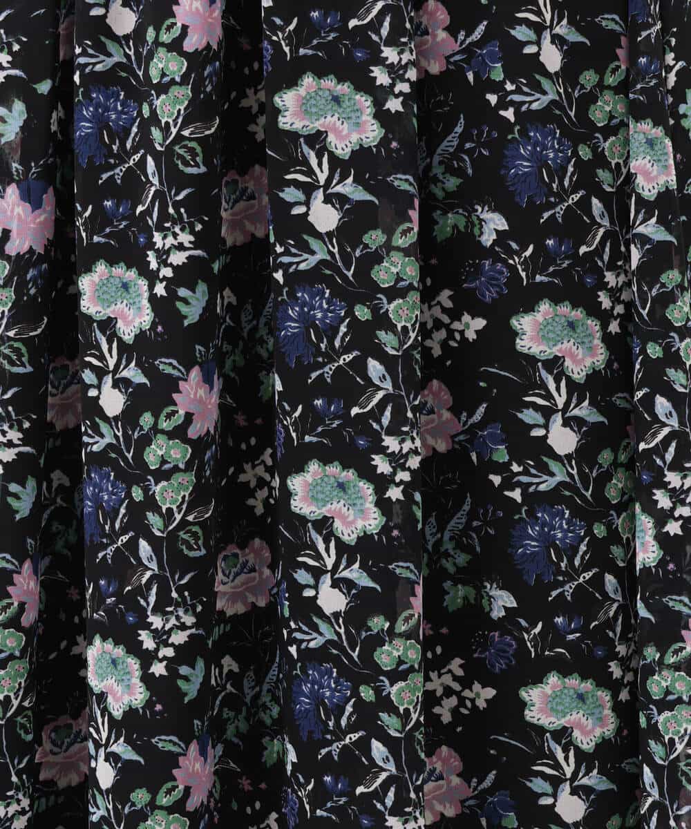 FKHGS09140 MK MICHEL KLEIN(MK ミッシェルクラン) 花柄シフォンスカート/洗える ブラック
