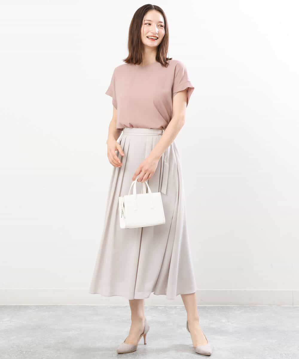 FKHGS18150 MK MICHEL KLEIN(MK ミッシェルクラン) ベルト付きタックスカート/洗える ピンク